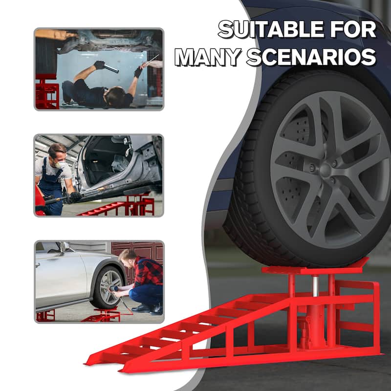 2 Pack Hydraulic Car Ramps 5T 11000 lbs Low Profile Car Lift Service Ramps Truck Trailer Garage Height Hydraulic Vehicle Ramps