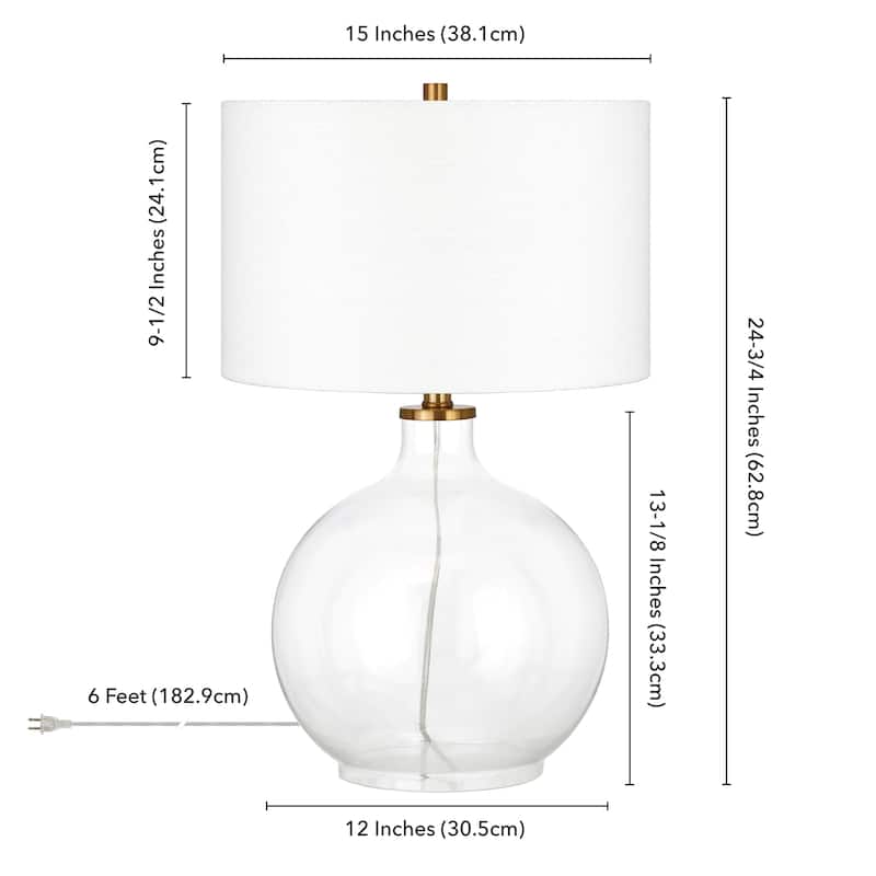 Laelia Clear Glass Table Lamp with Brass Accents