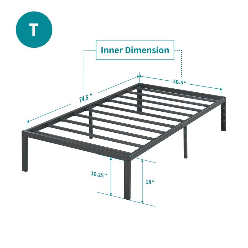 Sleeplanner 18-inch Modern Metal Platform Bed Frame