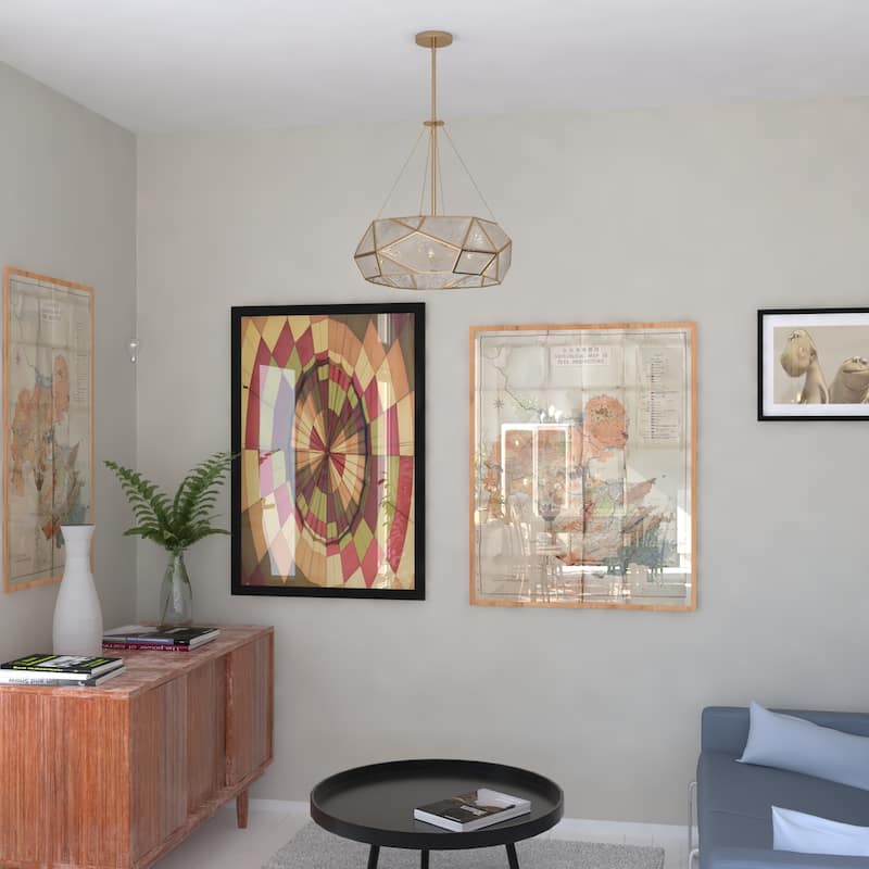 Euclid Mercury Glass/ Brass Mid-Century Modern Pendant Light