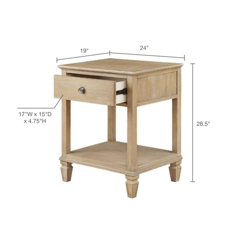 Roomfitters Victoria Nightstand, French Inspired Bedside Table with Storage Drawer and Open Shelf