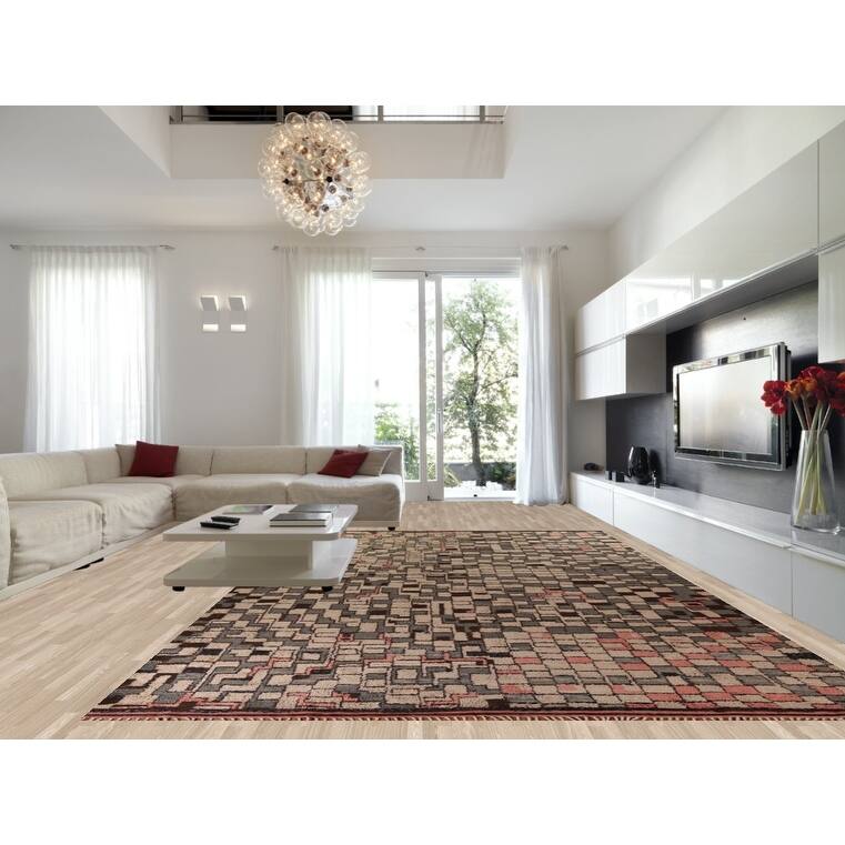 All-Over Plush Moroccan Large Area Rug Handmade Wool Carpet - 11'4" x 18'8"