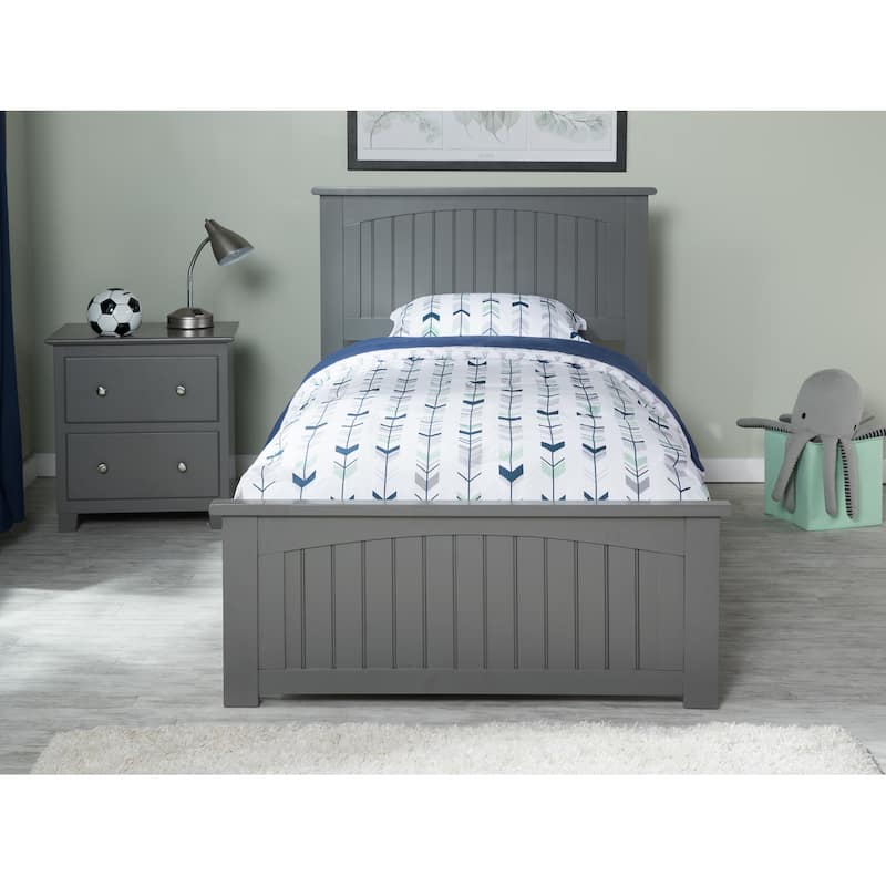 Nantucket Twin XL Foundation Bed with Matching Footboard in Grey