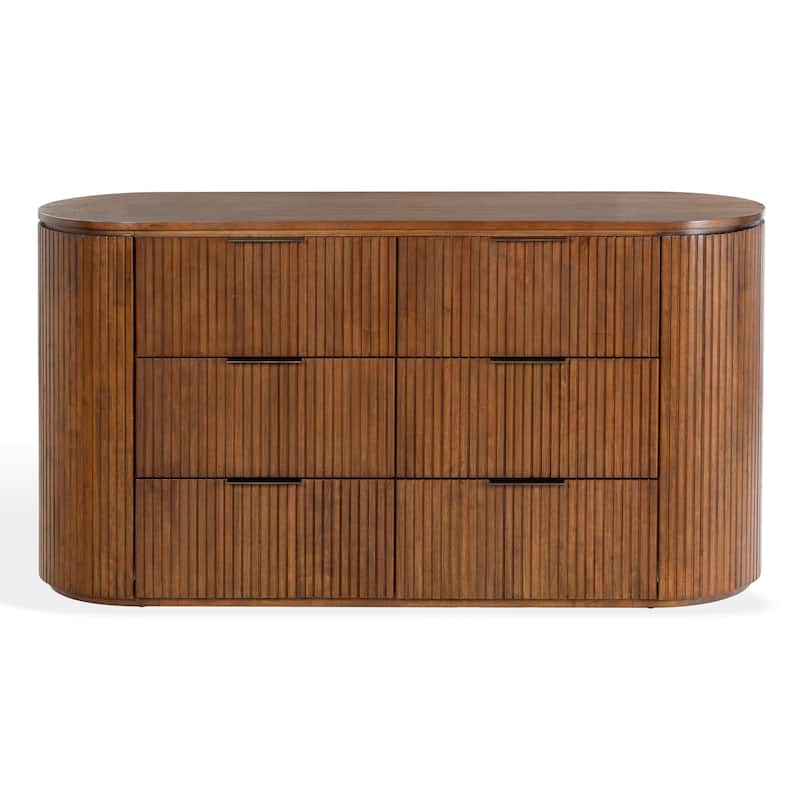 SAFAVIEH Couture Rikki Fluted 6-Drawer Wood Dresser - Medium Oak