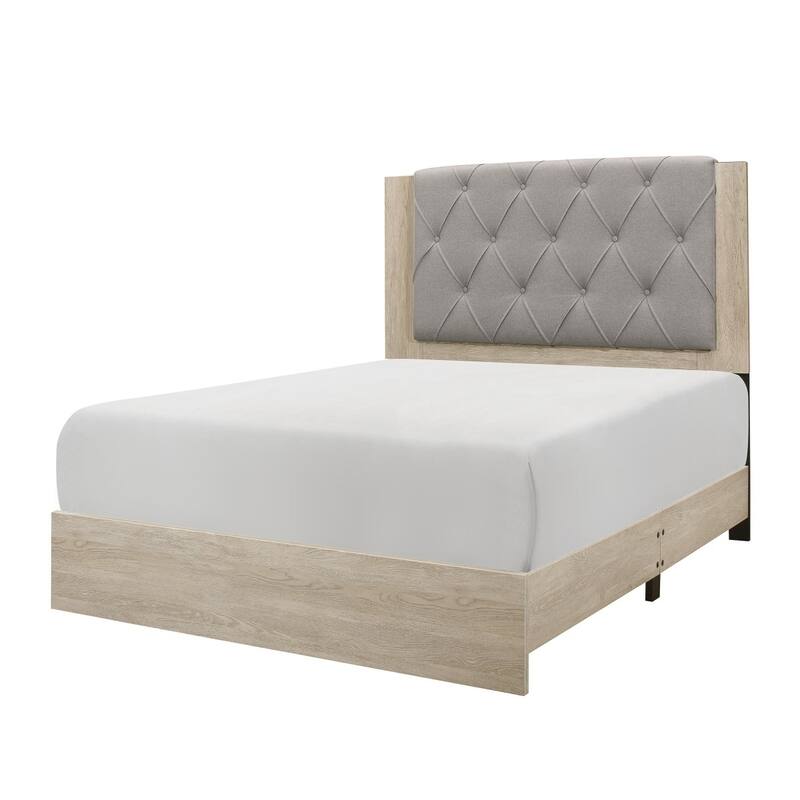 Frederic Cream Gray Fabric Upholstered Tufted Panel Bed