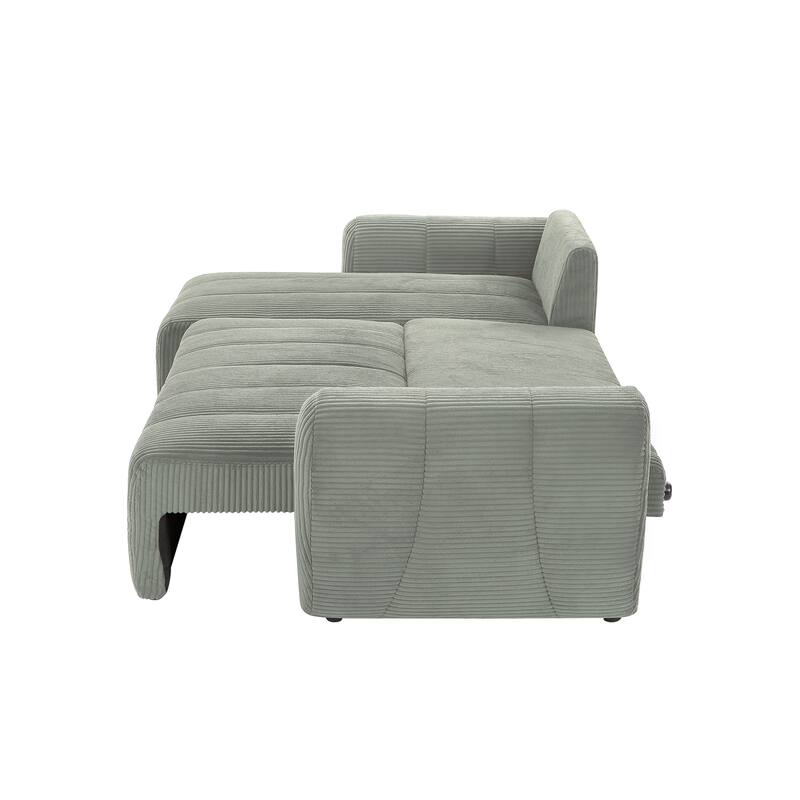 105.2" Corduroy L-Shaped Sectional Sofa with Convertible Chaise and Storage, 5-Seater