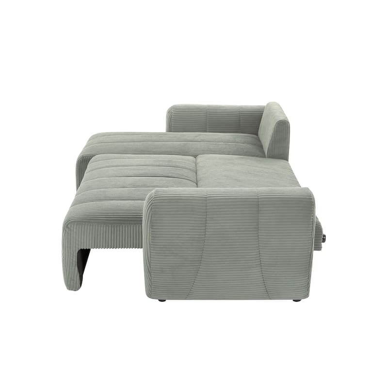Roomfitters Convertible Sectional Sofa Couch, Modern 3-Seater L-Shaped Sofa Bed with Storage, Corduroy Upholstery, Grey