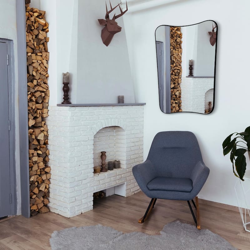 Irregular Concave Top Scalloped Wall Mirror - 36 x 24 Inches