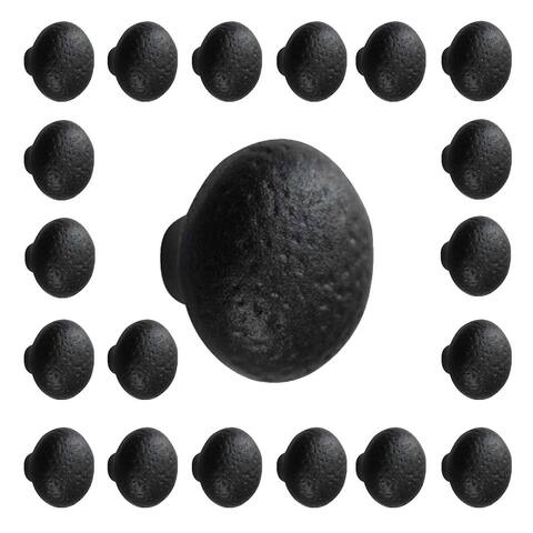 Black Round Cabinet Knob Pull Wrought Iron 1.25" Dia Knobs for Kitchen Cabinet Drawer Pull Handles Pack of 20 Renovators Supply
