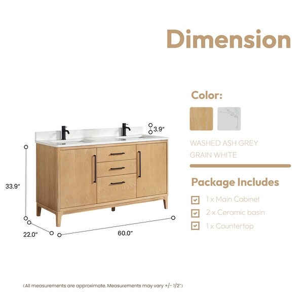 Gara Double Bath Vanity with Composite Stone Top without