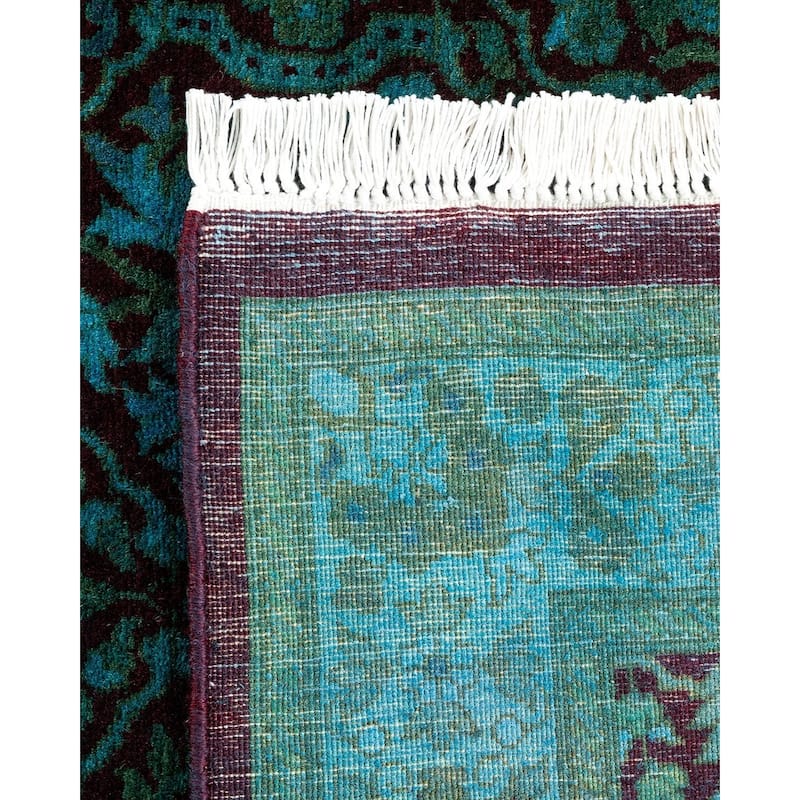 Overton Hand Knotted Wool Vintage Inspired Modern Contemporary Overdyed Black Runner Rug - 2' 7" x 8' 3"