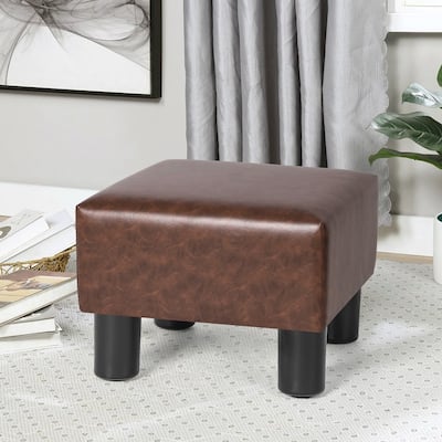 Adeco Footrest Square Ottoman Stool PU Leather Seat Chair Footstool