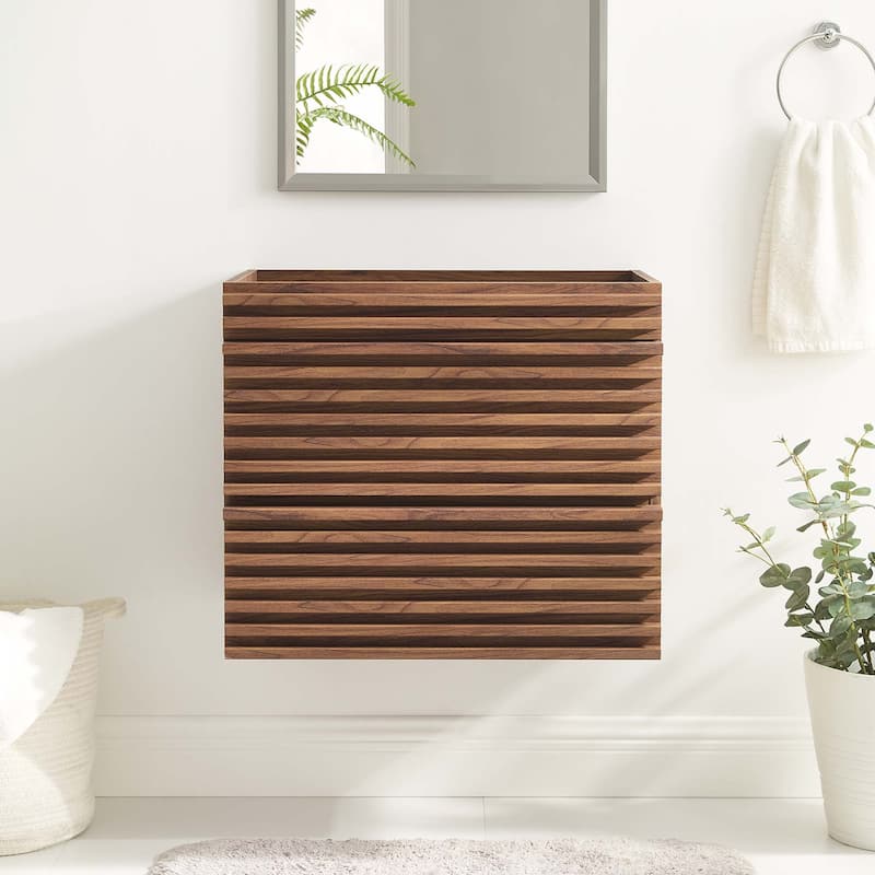 Render 24" Wall-Mount Bathroom Vanity Cabinet (Sink Basin Not Included) - Walnut