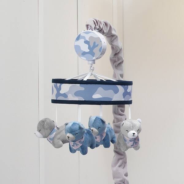Shop Lambs Ivy Blue Camo Camouflage Gray Bear Musical Baby Crib