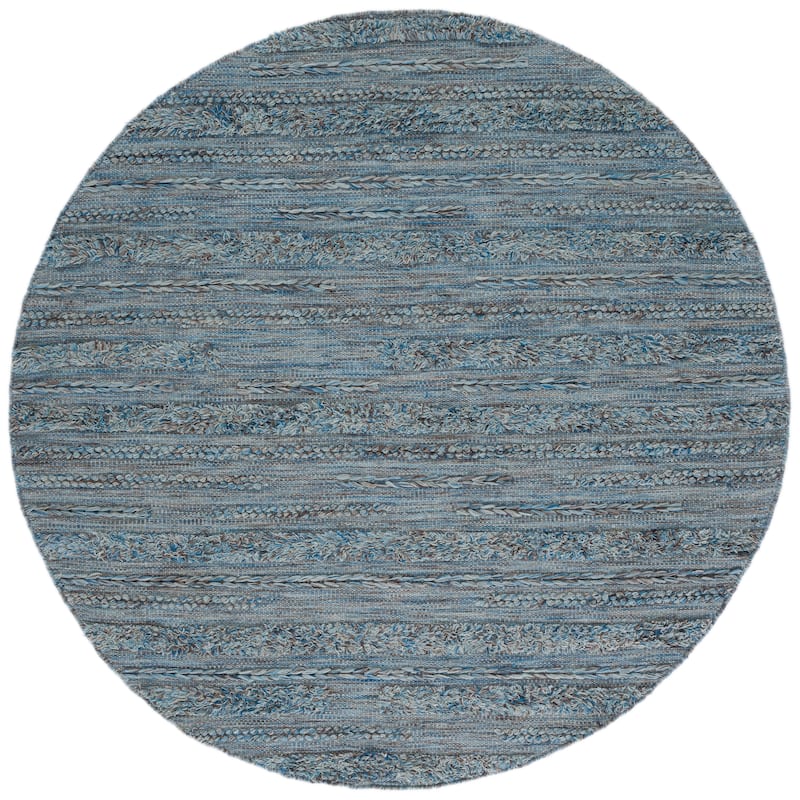 SAFAVIEH Handmade Vermont Kami Wool Rug - 6' Round - Grey/Blue