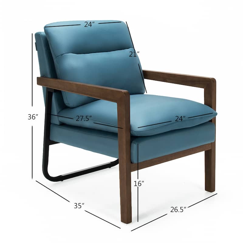 Gymax Set of 2 Single Sofa Chair Leisure Accent Chair w/ Wooden