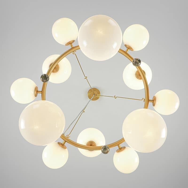 12-Light Luxe White Bubble Glass Globe Round Circle Chandelier