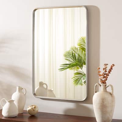 SAFAVIEH Home Base Vertical Rectangular 24"W x 1.5"D x 36"H Chrome Metal Mirror - 24"W x 1.5"D x 36"H