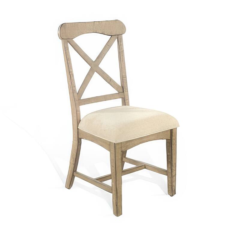 Beige/White Fabric Upholstered Wood Frame Dining Chair, Set of 2, Sturdy Dining Chair for Dining Rooms - 19.5