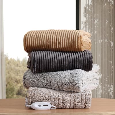 Eddie Bauer Solid Plush Heated Throw Blanket
