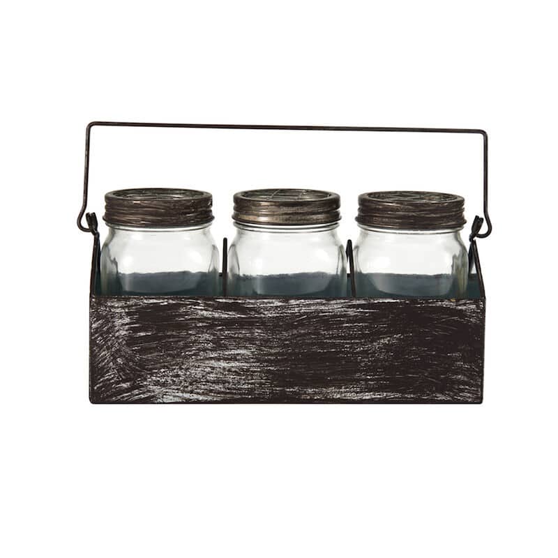 Elements Metal Carrier with Glass Mason Jars
