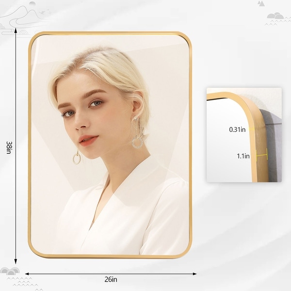 Wall Mounted Bathroom Mirror with Round Corner - On Sale