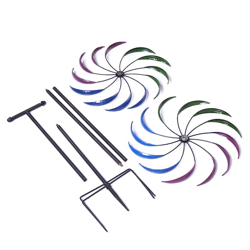 Metal Kinetic Rainbow Wind Spinner Decorative Lawn Ornament Windmill