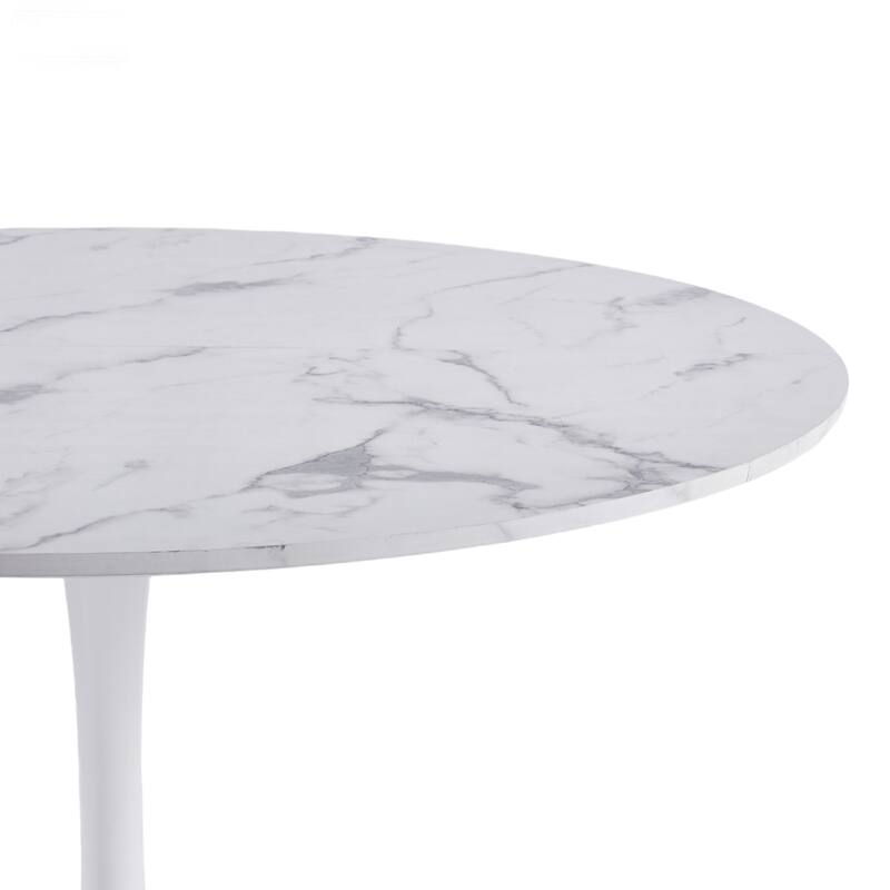 42.1"Tulip Table, Mid-Century Dining Table For 4-6 People - Round MDF Table Top (The Tabletop Consists Of Two Panels)