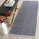 SAFAVIEH Handmade Flatweave Montauk Shkurte Cotton Rug - 2'3" x 7' Runner - Navy/Ivory