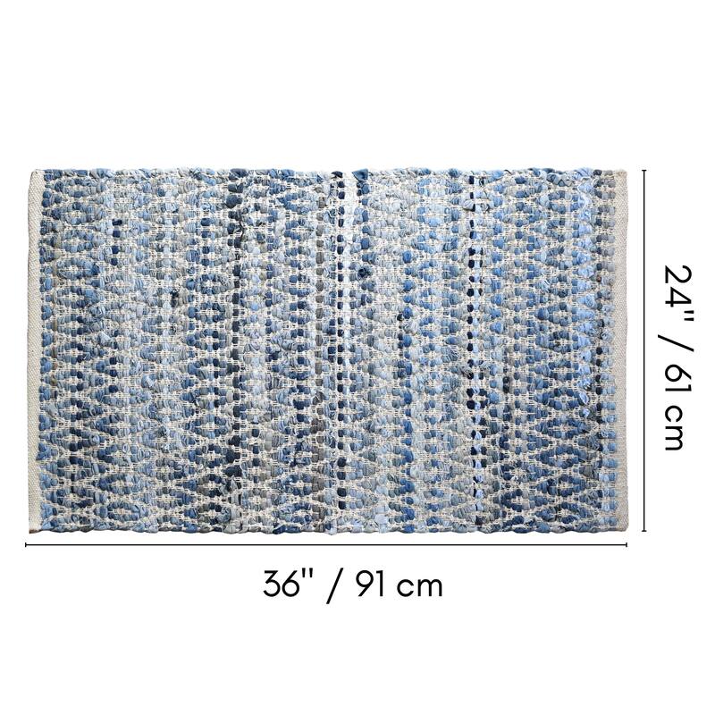 Fabstyles Denim Cotton Kohinoor Handmade Area Rag Rug