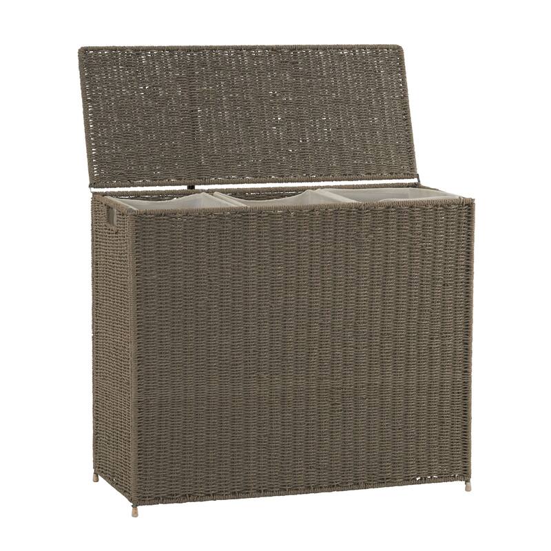 Household Essentials Paper Rope 3-Bag Hamper Sorter, Grey