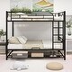 preview thumbnail 1 of 22, Full Over Full Metal Bunk Bed with Shelf & Guardrails - Sleek and Functional Black