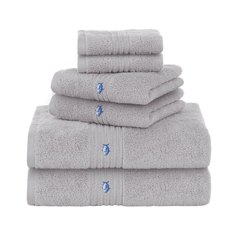 Southern Tide Performance 5.0 6-Piece Pink Bath Towel Set - Towel Set - Harpoon Gray