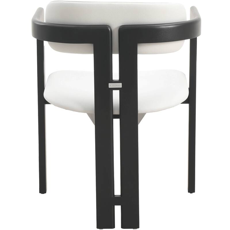 Dining Chairs Upholstered Leather Seats in Rubberwood Set of 2 Arm Chairs Open Back Design