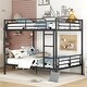 preview thumbnail 19 of 25, Metal Full over Full Bunk Bed Frame with Ladder, Full-length Guardrail for Kids, Teens - Convertible into 2 Separate Full Beds Black - Full