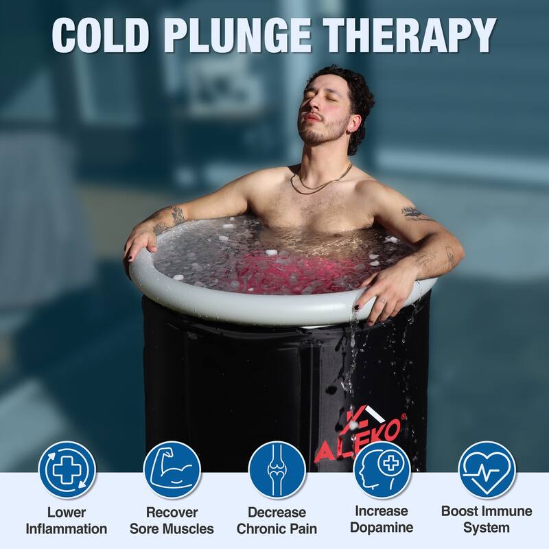 ALEKO Inflatable Cold Ice Plunge Portable Bath 31.5" x 31.5" Tub with Cover