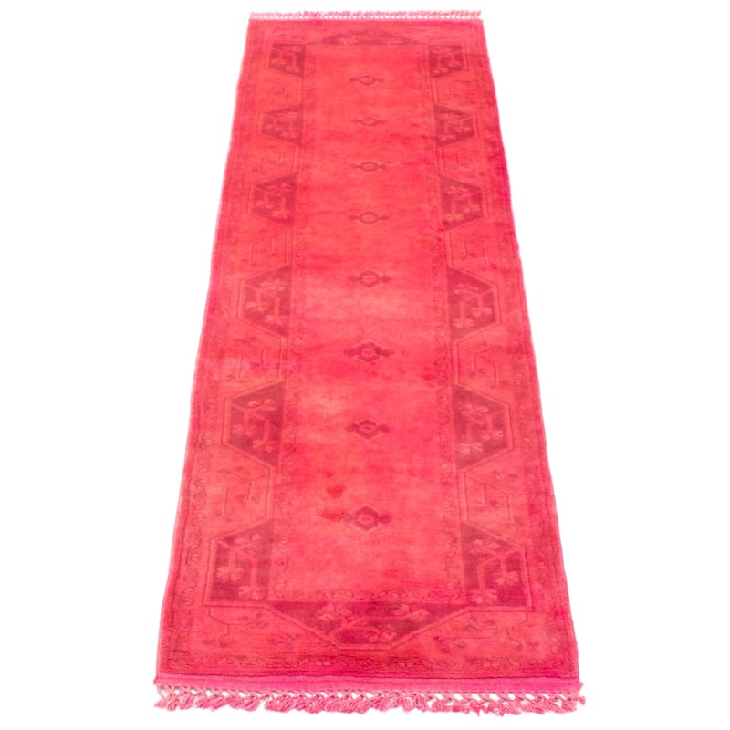 ECARPETGALLERY Hand-knotted Color Transition Pink Wool Rug - 2'8 x 9'6