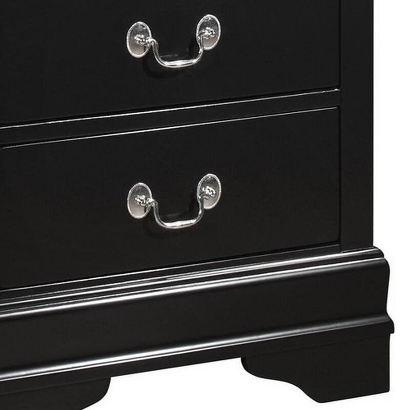 Black 2 Drawer 15.5 in. W Nightstand with Sturdy Drawer Pulls