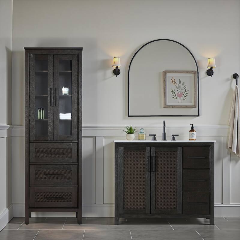 Winslow 16-28 Inch Bath Storage Glass Cabinet