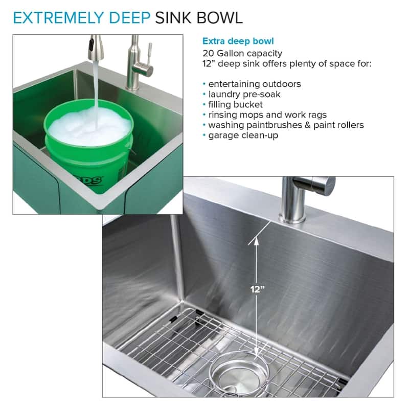 Transolid LSA1-252212-BS 25-in x 22-in Dual-Mount Laundry/Utility Sink Kit in Brushed Stainless - 25" X 22"