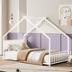 preview thumbnail 12 of 34, Twin Size Kids' House Bed Frame with Canopy, Built-In Multi-Color LED Lights, Sturdy Metal Slats, Low-Profile Design