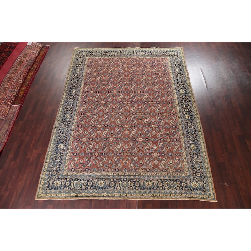 Pre-1900 Vegetable Dye Sultanabad Persian Wool Area Rug Hand-knotted - 9'3" x 12'5"