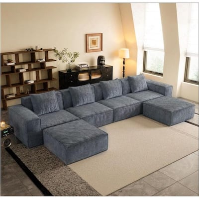Modular Convertible Sofa Bed Set in Gray, Foam Material, 150x39x28 Inches