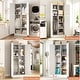 preview thumbnail 14 of 22, Rackcog Wooden Wardrobe with Barn Doors, Farmhouse Closet Storage Cabinet with Hanging Rod