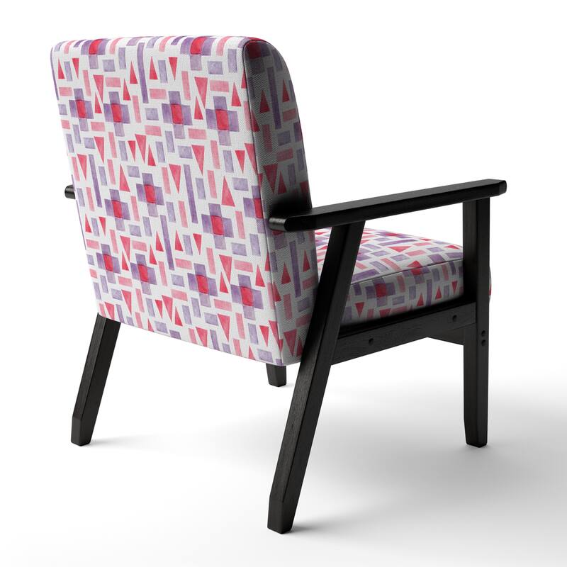 Designart "Pink and Purple Geometric " Upholstered Patterned Accent Chair and Arm Chair