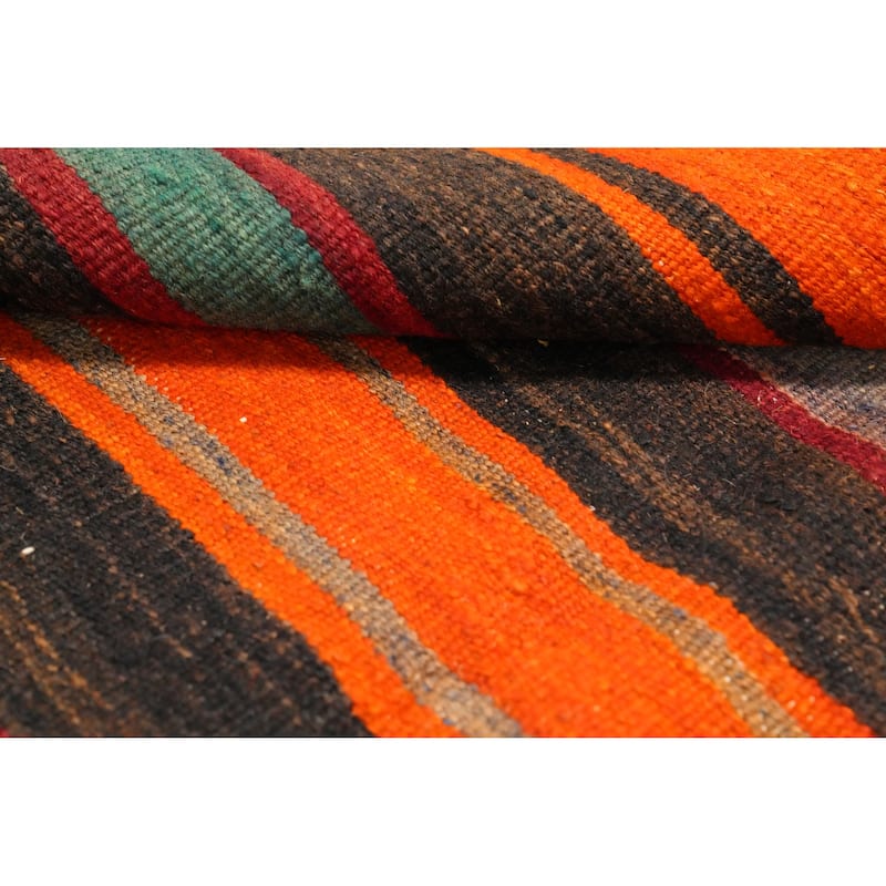 Hand Woven Oriental 100% Wool Carpet Southwestern Geometric Multi-Colored Kilim Area Rug - 10' 9'' X 6' 6''
