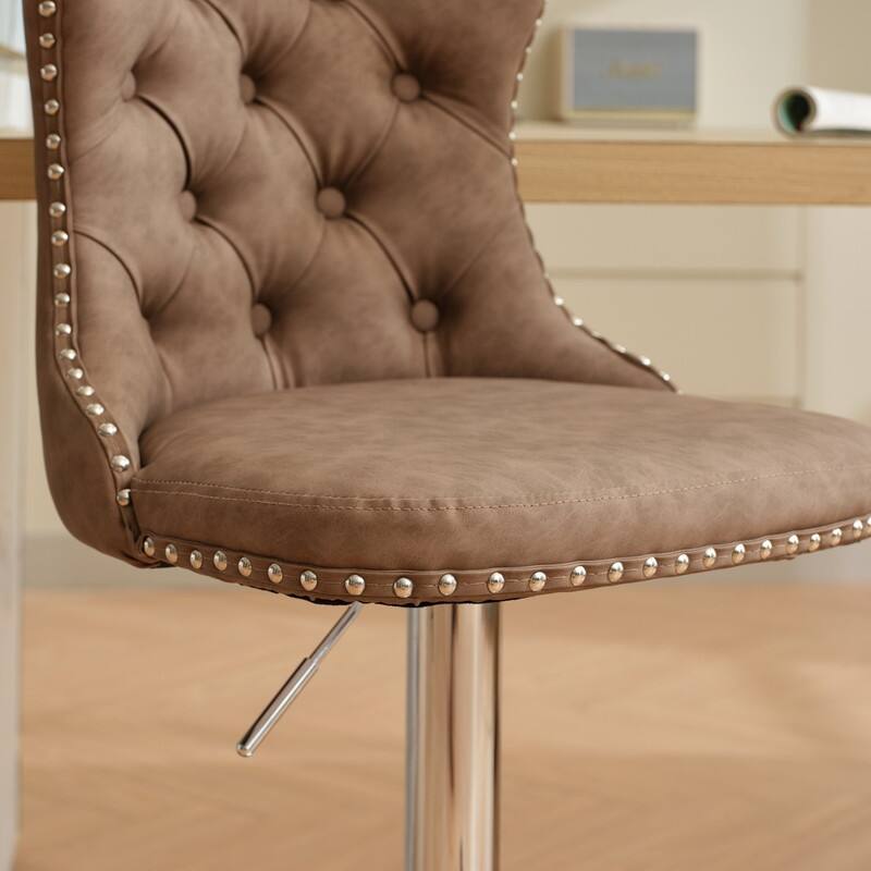 Swivel Foam Barstools Adjusatble Seat Set of 2