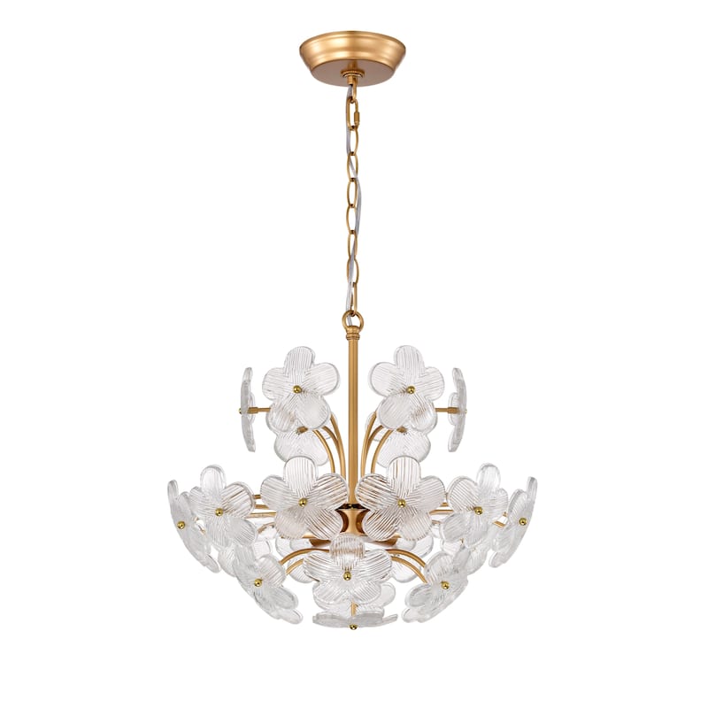 Rosa Modern 6-Light 17.7" Glam Clear Glass Flower Chandelier