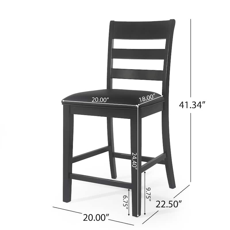 Benner Farmhouse Upholstered Wood Counter Stools (Set of 2) by Christopher Knight Home - 20.00" L x 22.50" W x 41.34" H