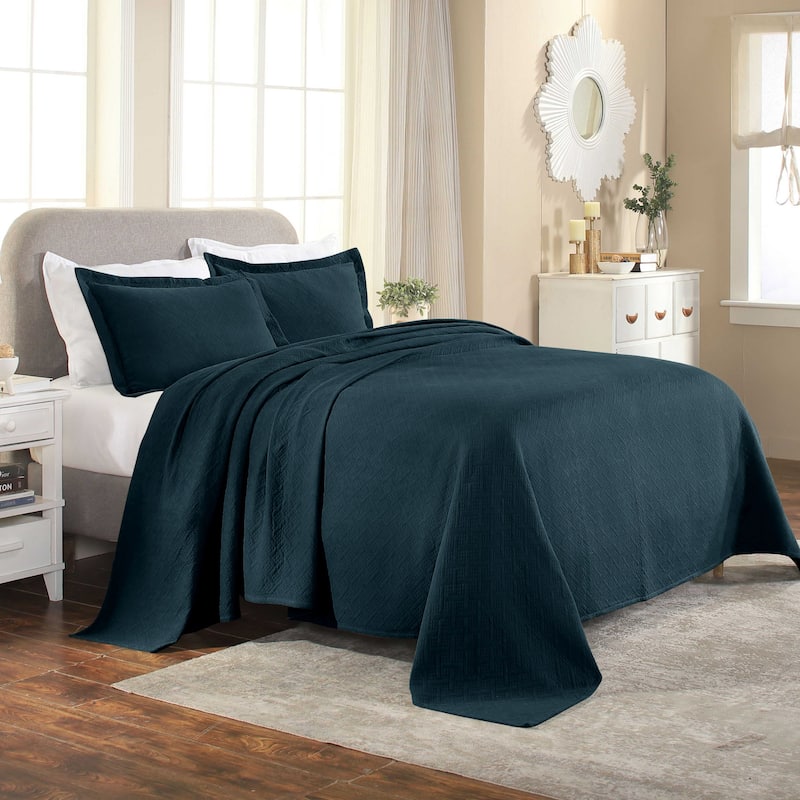 Superior Basketweave Cotton Decorative Bedspread Set